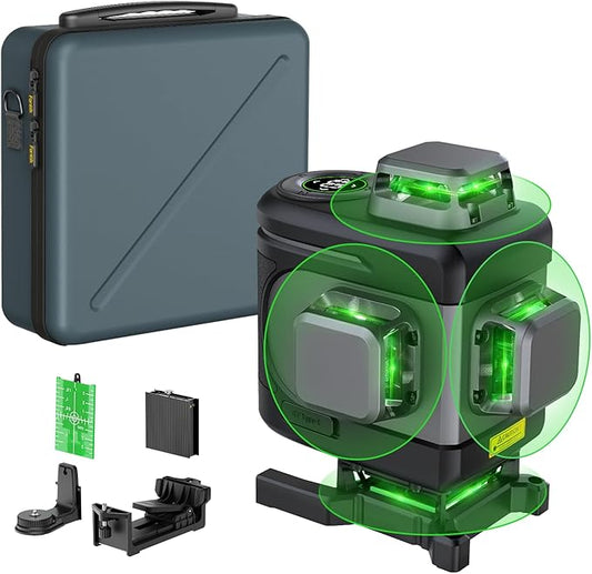 Fanttik D16 APEX Professional Laser Level 4 x 360°, 16 Lines Self-Leveling Cross Line Laser with LED Screen for Construction, 5200 mAh Battery Rechargeable, Magnetic Support and Shoulder Bag