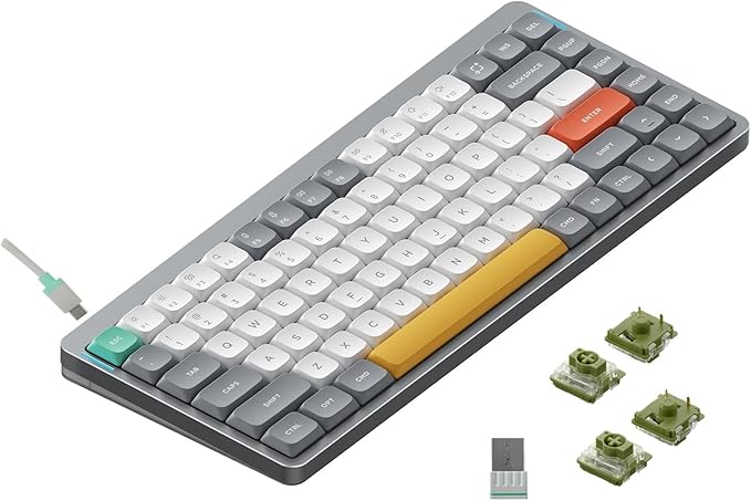nuphy Air75 V2 Portable 75% Mechanical Keyboard,Wireless Keyboard,Supports Bluetooth/2.4G/USB-C RGB Gaming Keyboards,Compatible with Windows/Mac OS/Linux Systems Grey-Gateron Moss Switch