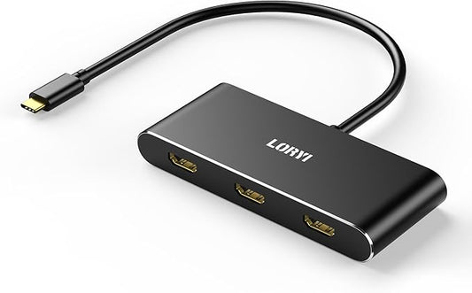 USB C to 3 HDMI Splitter MST Hub 3 Ports Single 4K 144Hz Triple 4K@60Hz DP Alt 1.4 Splitter Monitor Hdmi Splitter Extended Mode Support Extension (Windows Only)