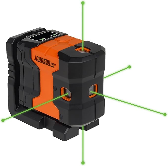 Johnson Level & Tool JDT300-GN5D Laser Level, Self-Leveling Kit 5 Dot Laser with GreenBrite® Technology, Magnetic Base, Hard-shell Carry Case, Floor Mount