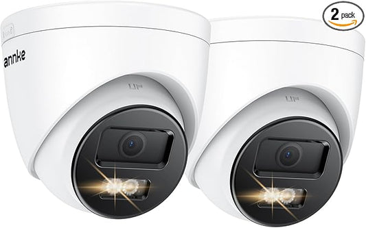 ANNKE C800 2Pack 4K Ultra HD PoE Camera AI Human Vehicle Detection, 8MP Outdoor Turret Cam with Audio, 4.0mm Lens Wide Angle, Spotlight Color Night Vision, Up to 512GB TF Card
