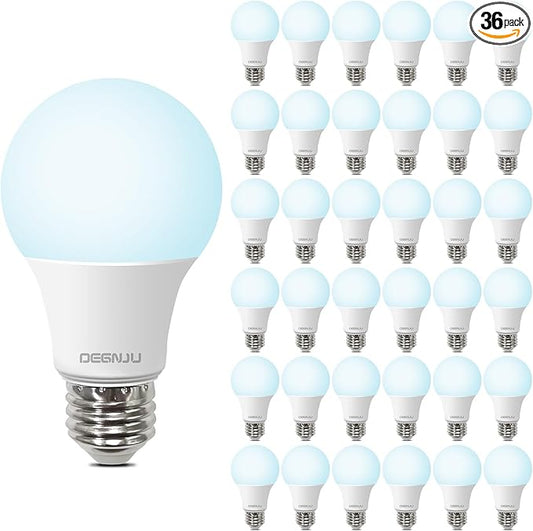 36 Pack LED Light Bulbs 60 Watt Equivalent, A19 5000K Daylight, 800 Lumens, E26 Base, Non-Dimmable, 8 Watt Energy Efficient LED Bulbs for Home Lighting