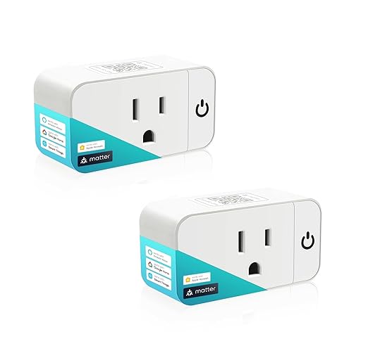 Matter Smart Plug, 15A Smart Plug for Homekit, Smart Outlet with Schedule and Timer, Super Easy Setup, Works with Apple Home, Siri, Alexa, Google, Privacy & Security, 2.4G Only, White, 2-Pack