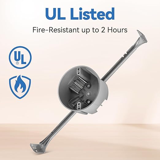 Ceiling Electrical Box with Adjustable Hanger Bar 14" - 23.5", New Work, 20 Cu.in, UL Listed, 12-Pack