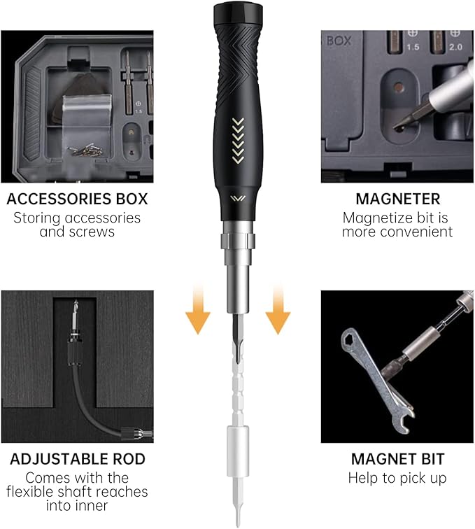 JAKEMY Professional Screwdriver Set for Electronics Repair - Computer Screwdriver Kit with 126 Magnetic Precision Bit Set and Opening Tool Kit for Laptop, MacBook, iPhone, Tablet, Watch, Modding, DIY