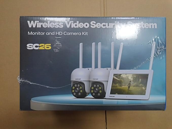 Camcamp 3MP Wireless Security Camera Outdoor, PTZ Camera, Panoramic View, Color Night Vision, WiFi Connect to NVR Security Camera System with 7" Monitor/Use Alone, Plug-in Power Cable, CCTV Indoor