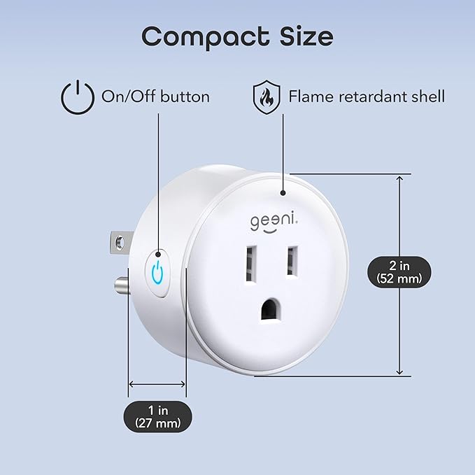 Geeni Dot Smart Plug with 2.4GHz WiFi Connectivity – 1-Pack Compact, Fire-Resistant Smart Outlet Plugs with Schedule & Timer – No Hub Needed, Supports Alexa & Google