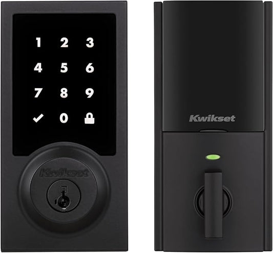 Kwikset HomeConnect 918 Contemporary Z-Wave Long Range Enabled Touch Screen Lock Works with Ring Alarm, Samsung SmartThings Hub Required, Sold Separately in Matte Black