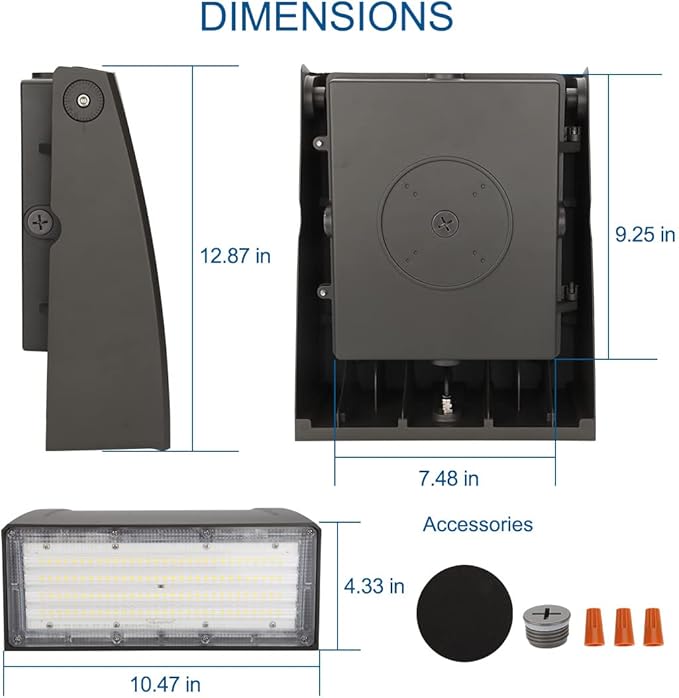 DAKASON (2 Pack) 100W LED Wall Pack, Dusk-to-Dawn Photocell, Adjustable Head, Full Cut-Off Security Light, 5000K 12000lm Replaces 300-450W HPS/HID IP65 Waterproof Outdoor Lighting Fixture, ETL Listed
