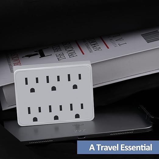 3 Prong Power Strip Outlet Extender, Multi Plug Outlet with 6 Electrical Outlets Adapter, Grounded Wall Outlet Tap, ETL Listed, 125V, 15A, Max 1875W, Quick and Easy Install, White