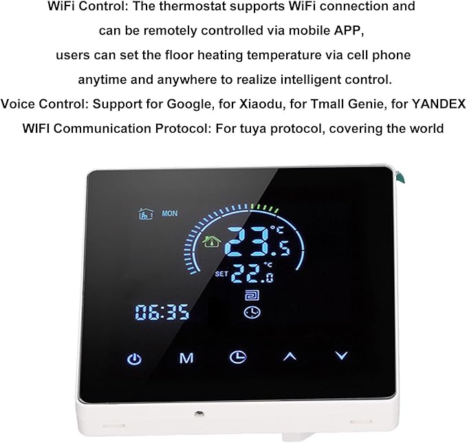 Programmable Smart Thermostat AC 90V-240V Intelligent Touch Color Screen LCD Display for Home, Office, Shopping Malls
