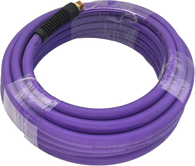 Air Hose 1/4 in x 30 ft, Hybrid Air Compressor Hose Kit with 1/4 in NPT Male Threads, 13 Piece Air Tool & Air Compressor Accessories Kit, Bend Restrictors, 300 PSI (Purple, 30FT-13 Pieces)