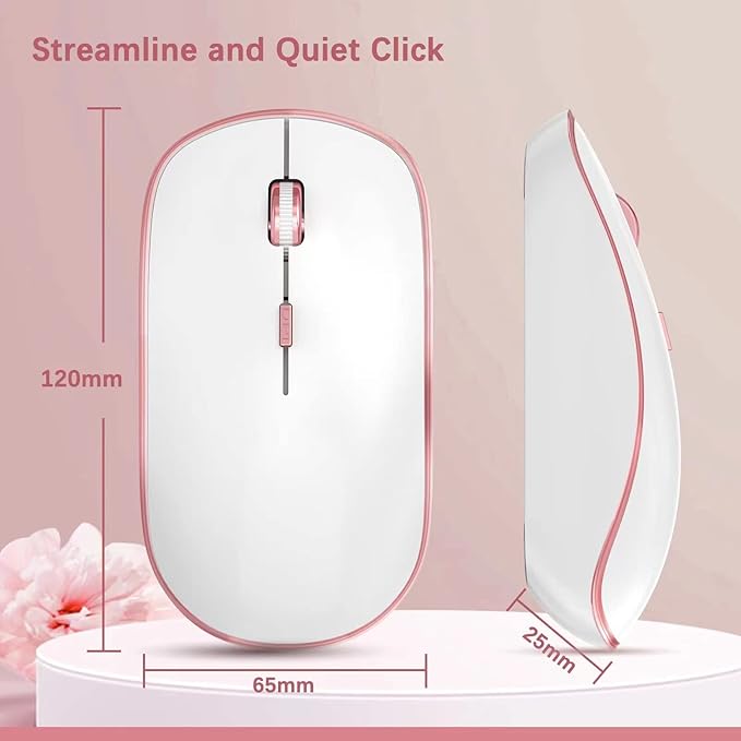 J JOYACCESS Wireless Keyboard Mouse Combo,Typewriter Keyboard Wireless, Portable Pink Wireless Keyboard for Computer/Laptop/Windows/Mac