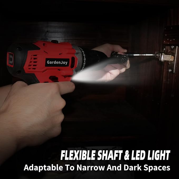 GardenJoy Cordless Power Drill Set: 12V Electric Drill with Battery and Charger,