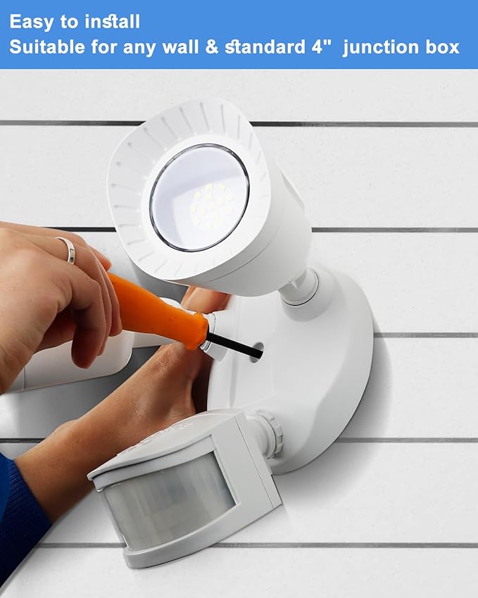 UFOND LED Security Lights Outdoor Motion Sensor Light，2400 Lumen All Aluminum Floodlight,Waterproof,Angle Adjustable,6500K,4 Modes,for Garage Porch Balcony Patio