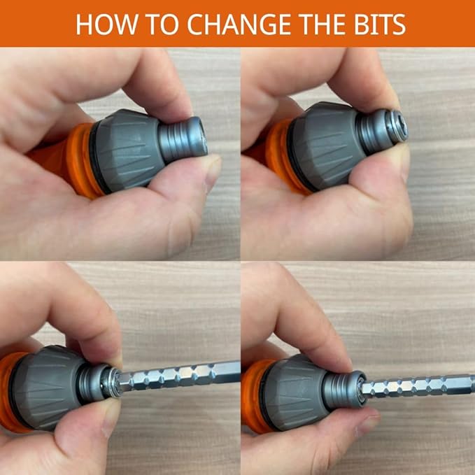 13-in-1 Ratcheting Screwdriver, 6 Double-Ended - Phillips, Slotted, U-Type/Triangle Bits, Hex Key & 1/4-Inch Nut Driver (Yellow)