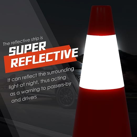Traffic Safety Cone 18 Inches, with Reflex Collars of Parking Lots, Lane Road Traffic Control Construction Driving Safety Cone 12 Pack
