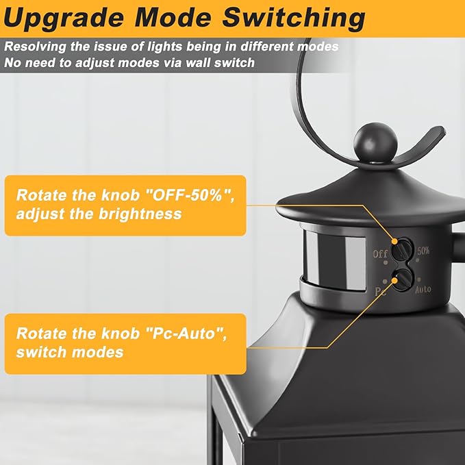 Motion Sensor Outdoor Wall Lights 2 Pack, Black Dusk to Dawn Light Fixtures Wall Mount, 16" Exterior Wall Sconces Waterproof, Large Outside Lamps for House, Modern Porch Lanterns 3 Modes