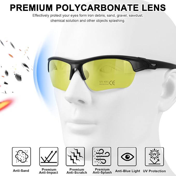 12 Pack Safety Glasses, UV Protective Eyewear, ANSI Z87.1 Impact Resistant Anti-Scratch Safety Goggles for Men Women