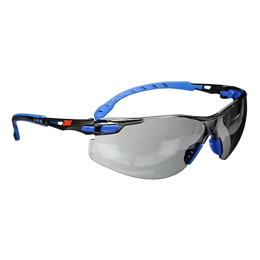 3M Safety Glasses, Solus 1000, S1102SGAF, ANSI Z87, Scotchgard Anti-Fog Gray Lens, Blue/Black Frame, UV Protection, Premium Eye Protection, Padded Temple, Soft Nosebridge