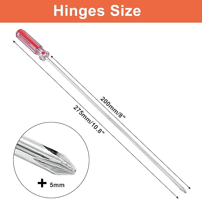 Piutouyar 8 Inch Phillips Screwdriver, Extra Long Shaft Cross Head Screwdriver #1 Magnetic Tip Screwdrivers Long Screwdriver for Repair Home Improvement, Red