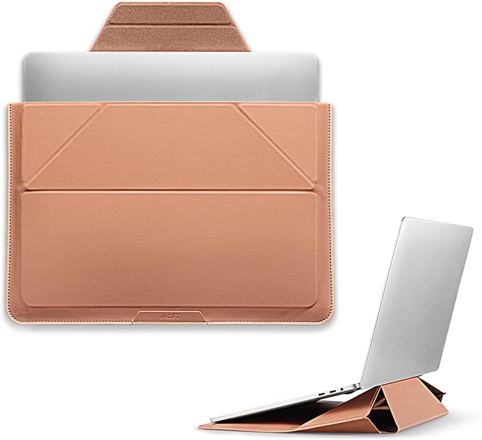 MOFT Laptop Carry Sleeve, 2-in-1 Laptop Bag & Stand for 16" MacBook Air/Pro & Dell/HP/Lenovo/Asus, Stylish Slim Computer Sleeve Bag with Expandable Storage for Computer Accessories, Class Nude