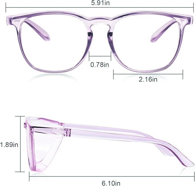 LASMEX Stylish Safety Glasses Goggles for Women Girls Anti-fog Glasses Protective Eyewear Clear Glasses