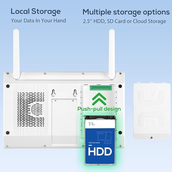 Kittyhok Wireless Security Camera System Outdoor with Monitor, 6pcs 2K Dual Lens PTZ Security Cameras, 10X Mixed Zoom, Auto Tracking, Human Detection, Spotlight, 10CH NVR with 10" Monitor, 500GB HDD