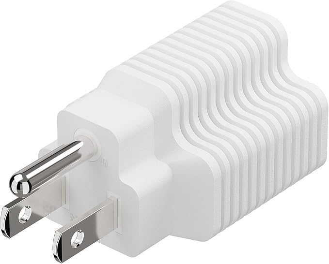 [4-in-1] 15 Amp Household AC Plug to 20 Amp T Blade Adapter, 5-15P to 5-15R, 5-20R, 6-15R, 6-20R, 4 in 1 AC Power Adapter,15A 125V to 20A 250V Plug, White, 2 Pack