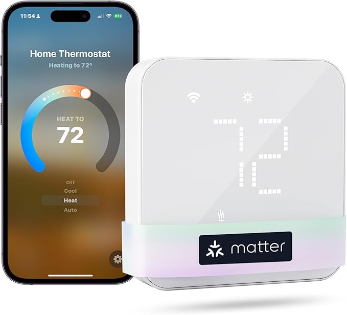 meross Smart Thermostat for Home, WiFi Thermostat Works with Matter, Alexa, Apple Home, Google Assistant, App & Voice Control, 7x24h Scheduling, Energy Saving, C-Wire Required