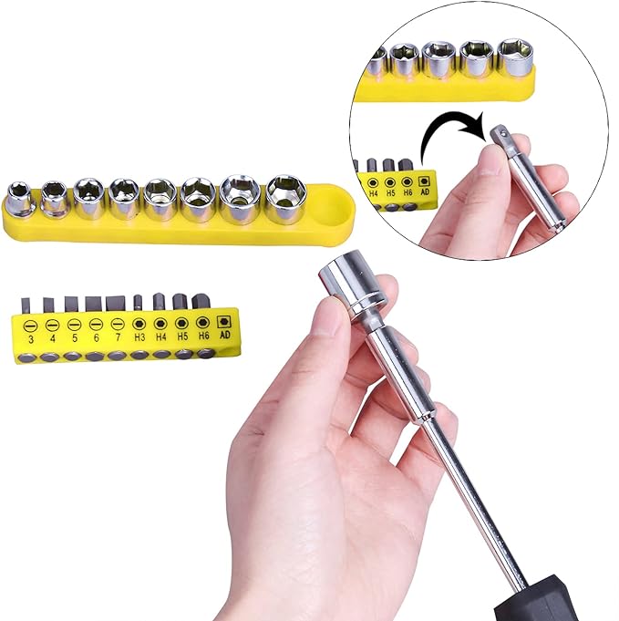 CARTMAN 148 Piece Tool Set General Hand Tool Kit with Plastic Toolbox Storage Case, Automotive Set Yellow