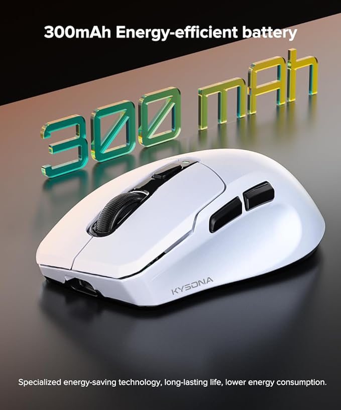 Wireless Gaming Mouse, 24000 DPI, 1K Polling Rate, Tri-Mode 2.4GHz/USB-C/Bluetooth Ergonomic Mouse， Web-Driven, 120 Hours Battery Life, Rechargeable Gaming Mice for PC/Mac/Tablet/Xbox, White