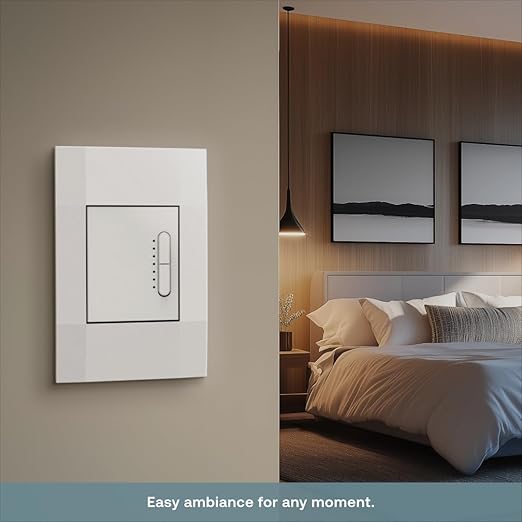 Master Smart Dimmer by Deako, 3-Way, 4-Way, Multi-Way, 2.4 GHz Wi-Fi, Programmable, Remote App, Voice Control w/Alexa, Google Assistant, Samsung, No Hub Required, Neutral Wire Required, White