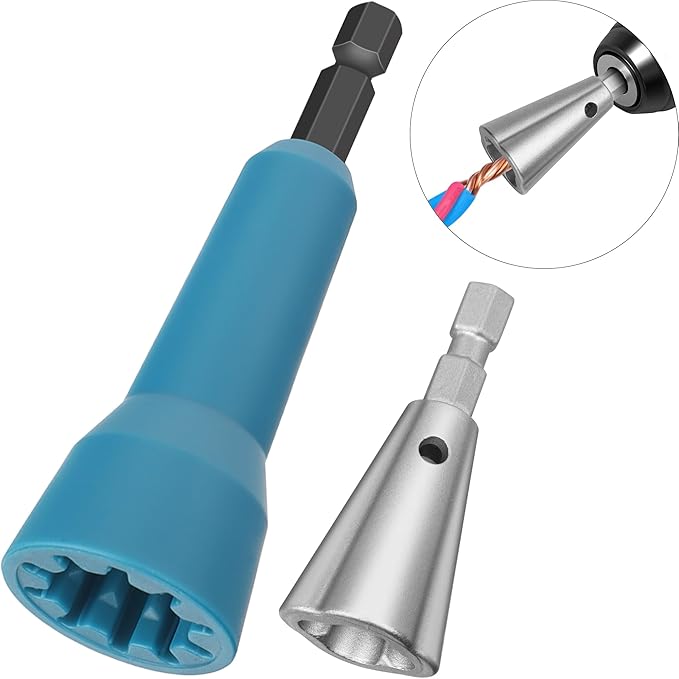 Wire Nut Twister,Wire Twisting Tool,Wire Nut Twiter for Drill,Spin Twist Wire Connector Socket,Wire Connector Driver with 1/4" Chuck,Wire Stripping and Twisting Tool for Cable Quick Stripping(2pcs)