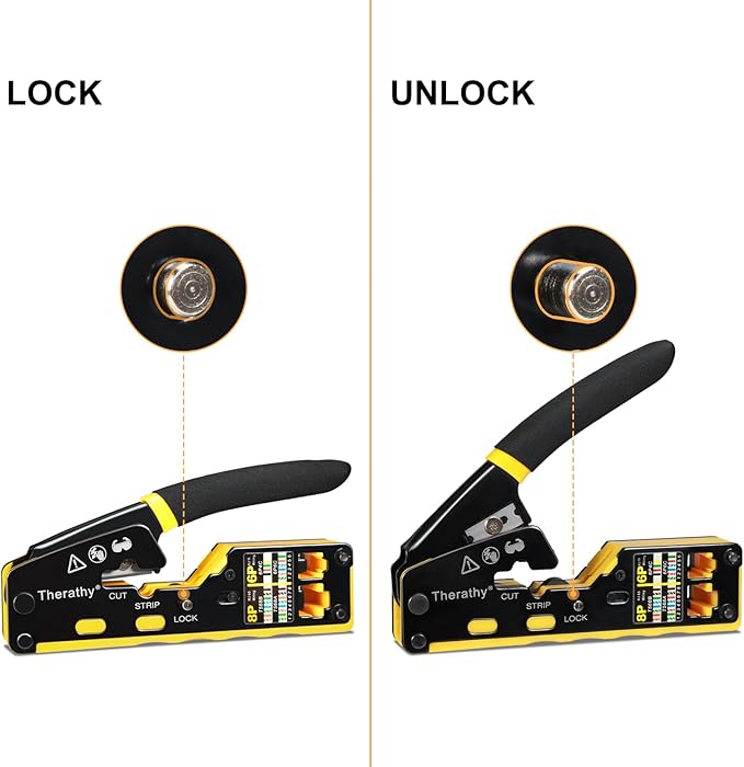 RJ45 Crimp Tool Pass Through Ethernet Crimper for Cat5e Cat6 Modular Plugs, All-in-One Cat6 Crimping Tool