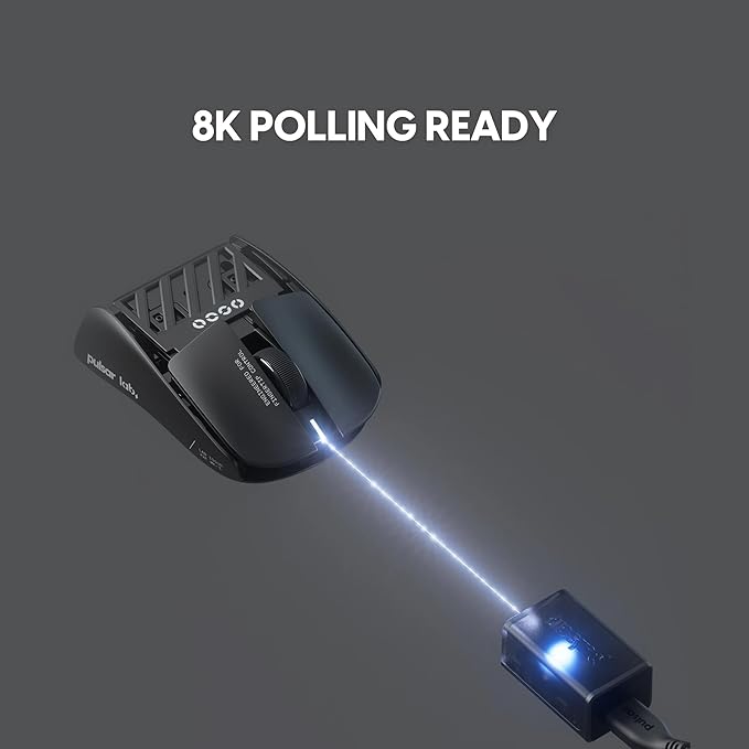 Pulsar Gaming Gears LAB X2F Wireless Fingertip Gaming Mouse, Ultra Lightweight 1.34 oz (38 g), HUANO Blue Pink Dot Switches, 32,000 DPI, 750 IPS, XS-1 Sensor, 8K Compatible (Black)