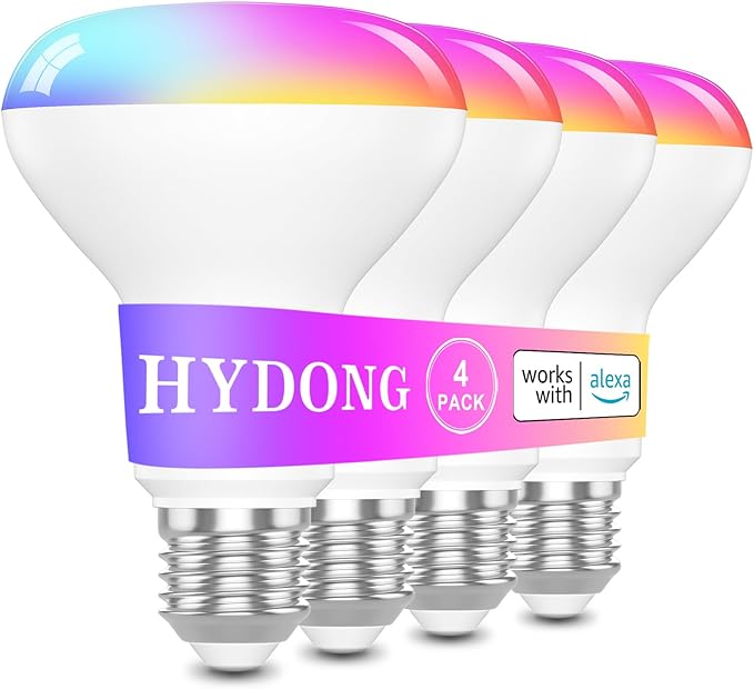 Smart Light Bulbs，BR30 Smart Bulbs Compatible with Alexa，Flood Light Bulbs 10W 900LM,RGBCW Color Changing Light Bulb，2.4Ghz WiFi Bulb,APP Dimmable E26 Base,4Pack