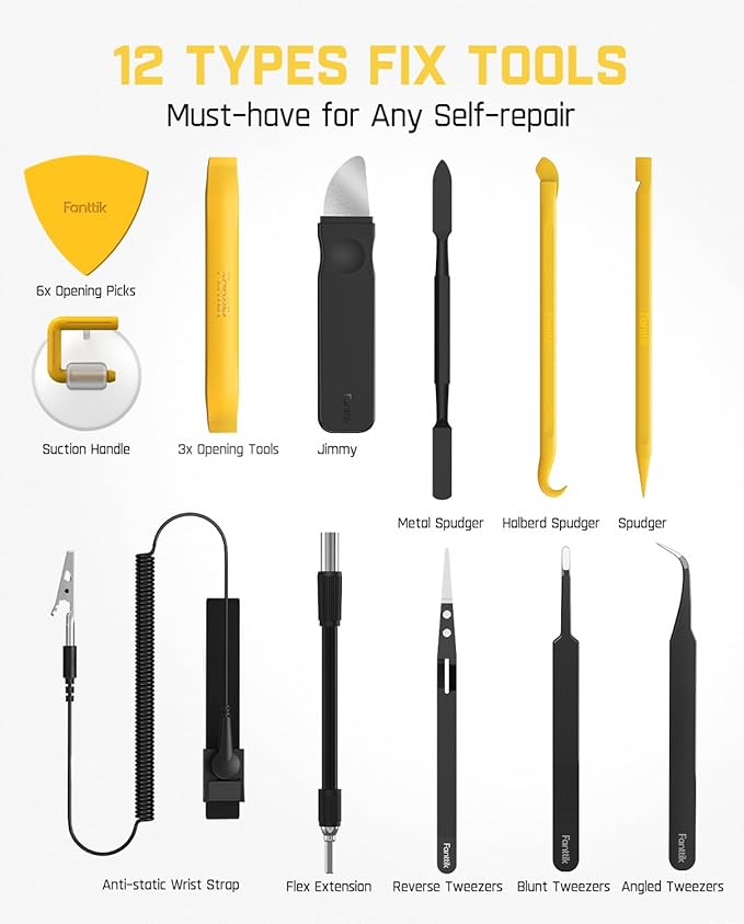 Fanttik Electric Screwdriver Kit, Precision Screwdriver Set, 64 Magnetic Bits, 12 Types Fix Tools, 0.05/0.2 N.m, Repair Tool for Phone Laptop Watch Electronics - E1 NEX Workstation