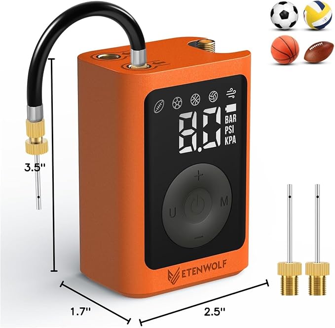 ETENWOLF P300 Plus Ball Pump, Electric Basketball Pump Inflation and Deflation, with 3200 mAh Rechargeable Battery, Air Pump for All Sports Balls