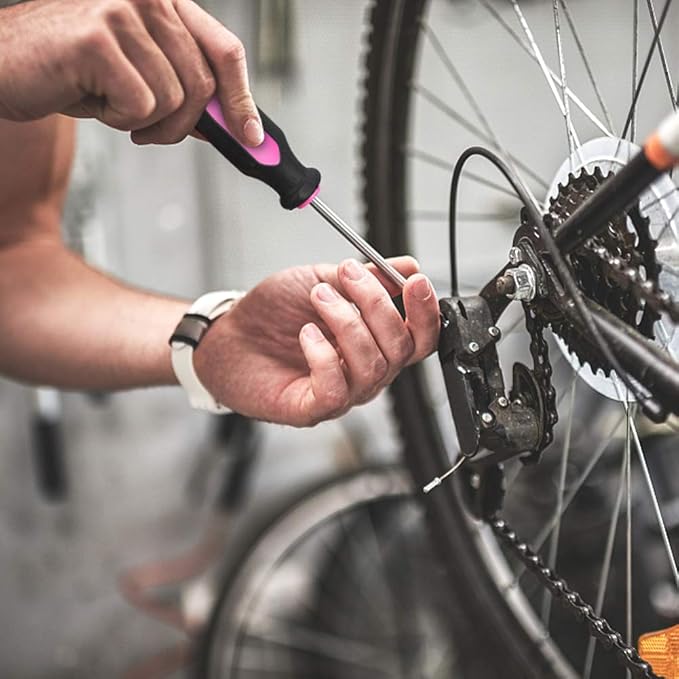 Vickay Magnetic Screwdrivers Set, 6 Pieces Slotted & Phillips Screwdriver with Permanent Magnetic Tips, Ergonomic Comfortable Handle,Rust Resistant Heavy Duty DIY Hand Tool Kit - Pink