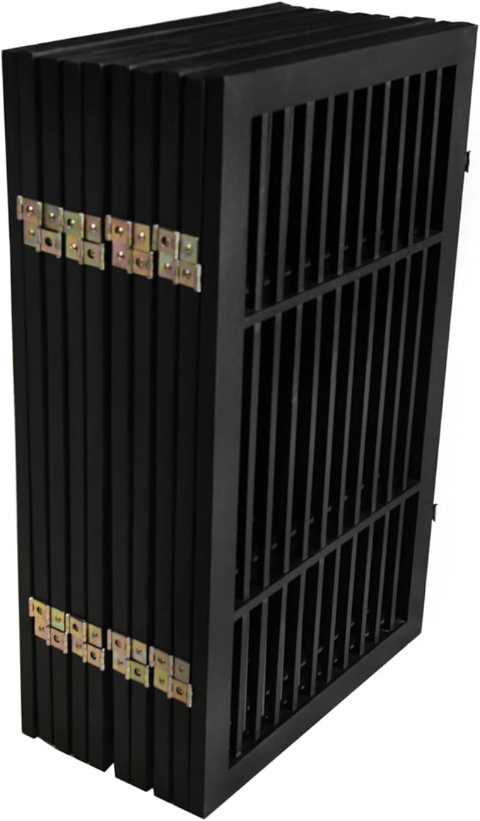 Pet Dog Gate Strong and Durable Freestanding Folding Acacia Hardwood Portable Wooden Fence Indoors or Outdoors by Urnporium (Black Pet Gate, 10 Panel 30" Tall)