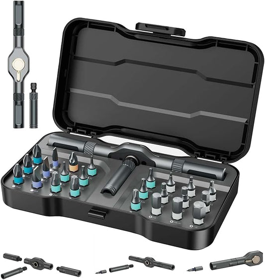 24 in 1 Magnetic Screwdriver Set, DIY Ratchet Screwdriver Set, Magnetic Screwdriver Kit, Detachable Assembly T Handle for Furniture Assembly, Precision Electrical Appliance Repair, Bicycle Tools