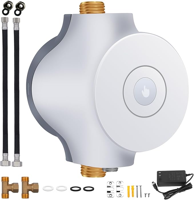 Smart Instant Hot Water Recirculating System Pump 3 speed with Bulit-in Thermostat 15 inch Hose for Tanked, Tankless Water Heater Extremely Quiet HBS24-12