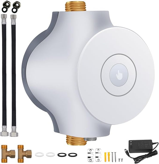 Smart Instant Hot Water Recirculating System Pump 3 speed with Bulit-in Thermostat 15 inch Hose for Tanked, Tankless Water Heater Extremely Quiet HBS24-12