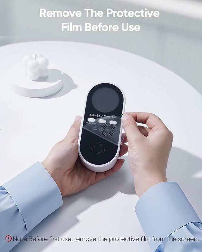 5-in-1 Carbon Monoxide Detectors, Natural Gas Leak Detector, Plug-in & Battery Backup Co Detector, HD Digital Display, CO Gas Temp Humidity Sensor, 1-Pcs, Black