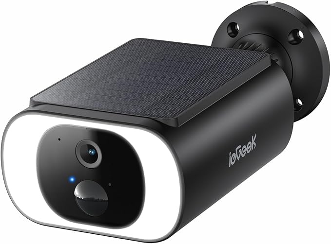 ieGeek S1 Solar Security Cameras Wireless Outdoor, 2K WiFi Battery Powered Home Surveillance Camera with Embedded Solar Panel, AI Motion Sensor, Smart Alarm, Color Night Vision, Cloud/SD,Works w/Alexa