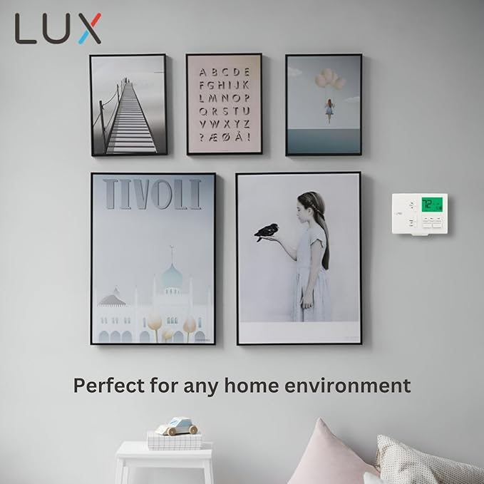 Lux Pro All in One Non Programmable/Programmable Thermostat; 7 and 5/2 Day Settings for Digital Energy Saving; Multi Stage Heating, AC Systems; Easy DIY, P711-Horizontal, 1 Unit, Batteries Included