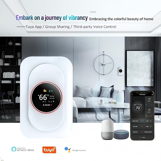 Smart Thermostat for Home, WiFi Programmable Digital Thermostat, Heat Pump Compatible Thermostat with Energy Saving Modes, C-Wire Adapter Included, Compatible with Alexa and Google Home