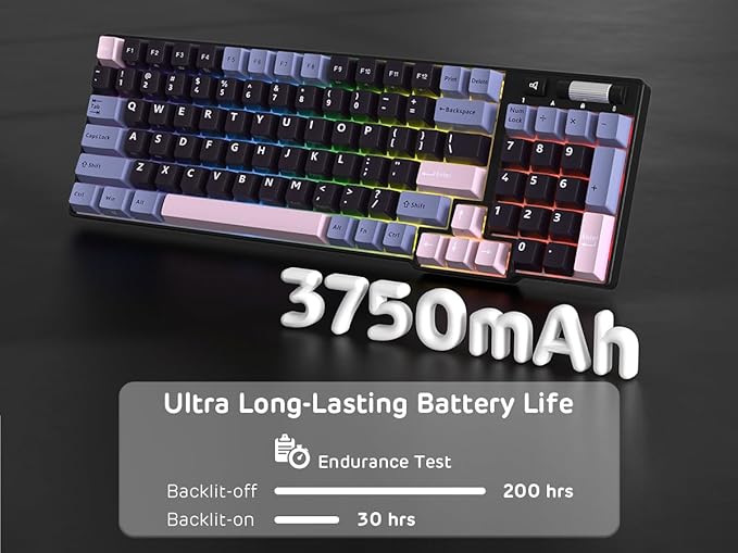 RK ROYAL KLUDGE RK96 RGB Limited Ed, 90% 96 Keys Wireless 3-Mode BT5.0/2.4G/USB-C Hot Swappable Mechanical Keyboard w/Wrist Rest, Volume Control, Software, Massive Battery, RK Pale Green Switch