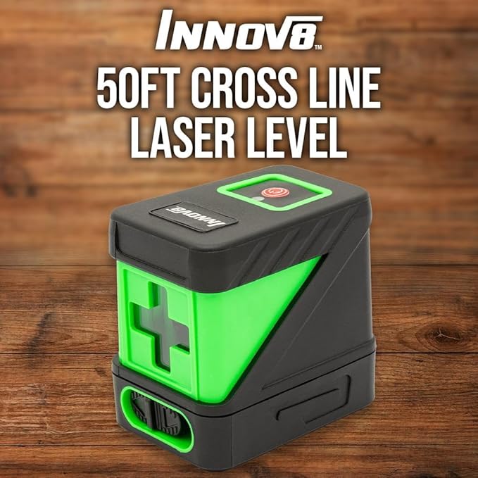 Innov8 50ft Cross Line Class II < 1Mw Laser Level | Precision Measuring | Laser Scale Projection | Adjustable Scale Spacing | Ergonomic Design | DIY or Professional Projects | Compact & Lightweight